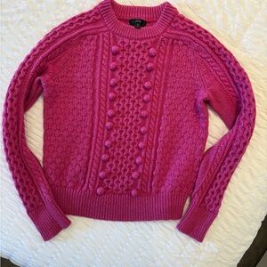 J. Crew Pink Crew Neck Sweater with Ribbed Texture